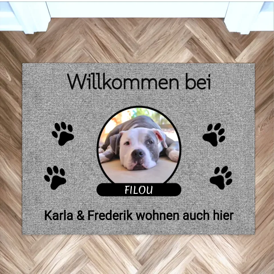personalisierte türmatte haustier – mit spruch, pfoten und willkommen