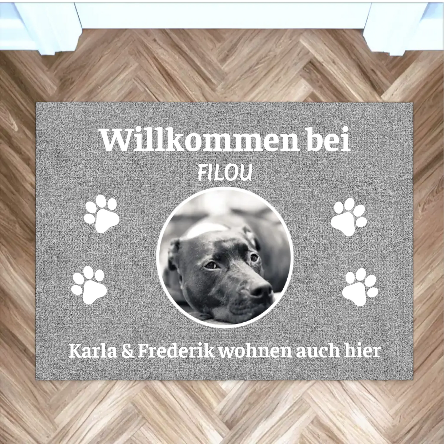 fußmatte haustier willkommen – mit foto und pfotenabdruck