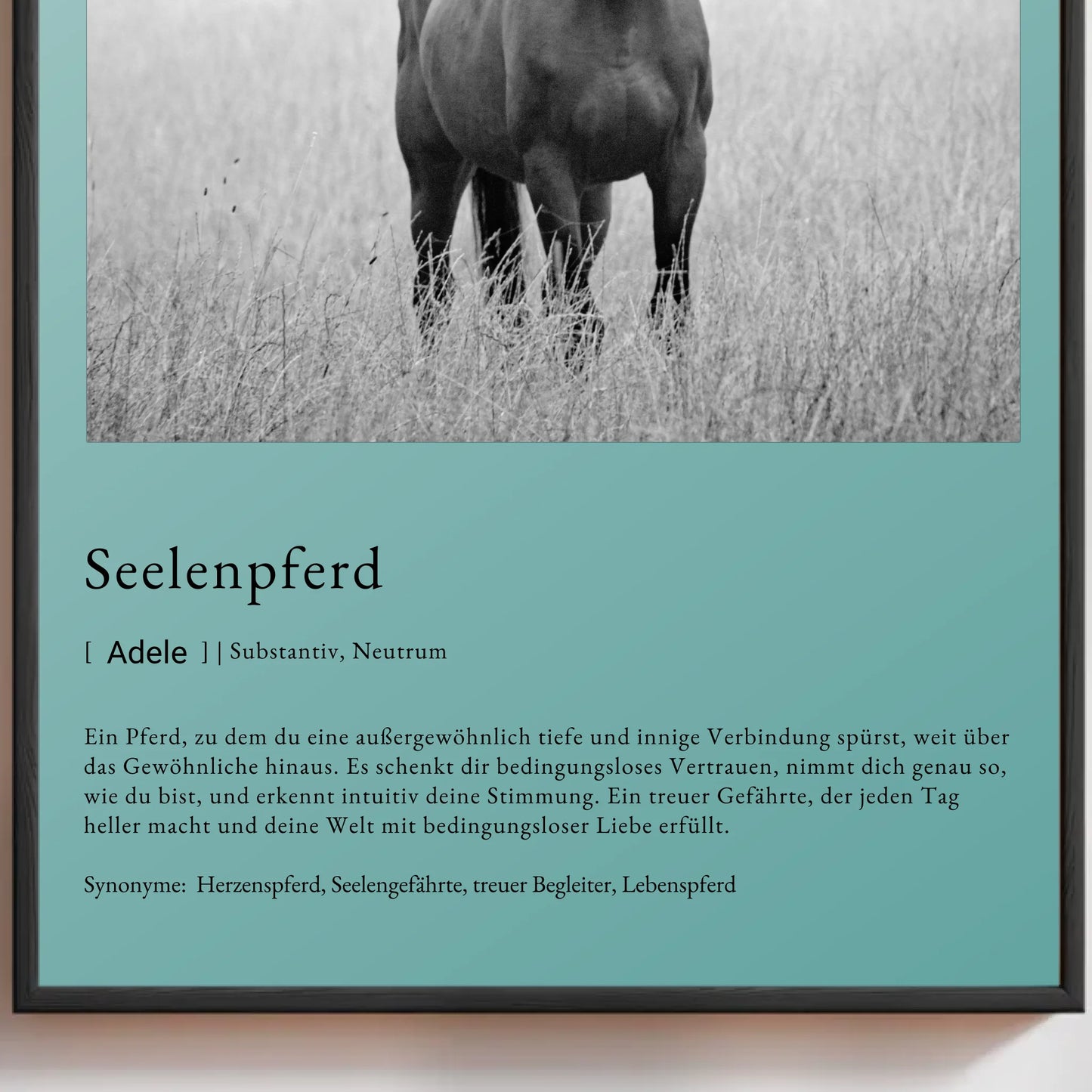 Personalisiertes Poster mit Seelenpferd-Design, emotional und stilvoll, ideal für die Wanddekoration.