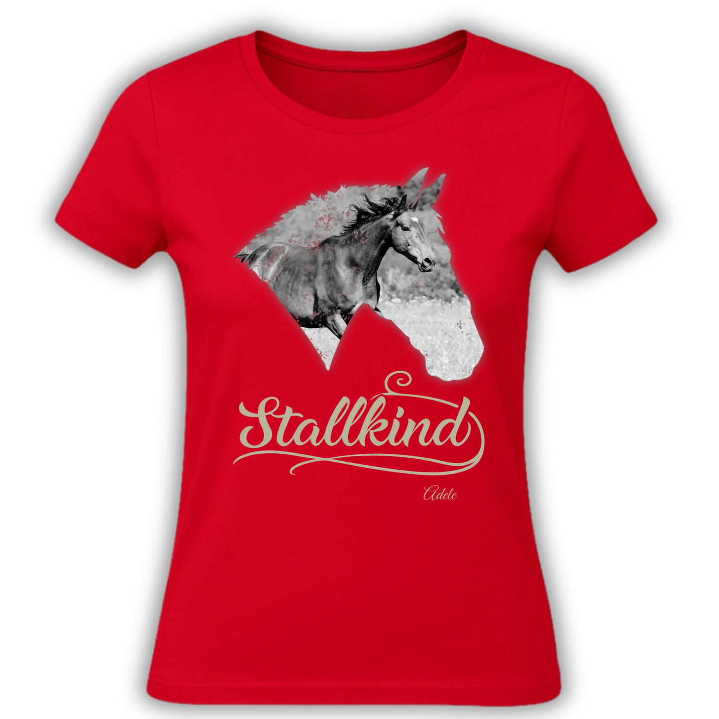 Personalisiertes T-Shirt "Stallkind" Standard Personalisiertes T-Shirt mit Pferdemotiv für alle Pferdeliebhaber – Name, Bild & Farbe wählbar. Hochwertig, bequem, nachhaltig. Für echte Stallkinder.