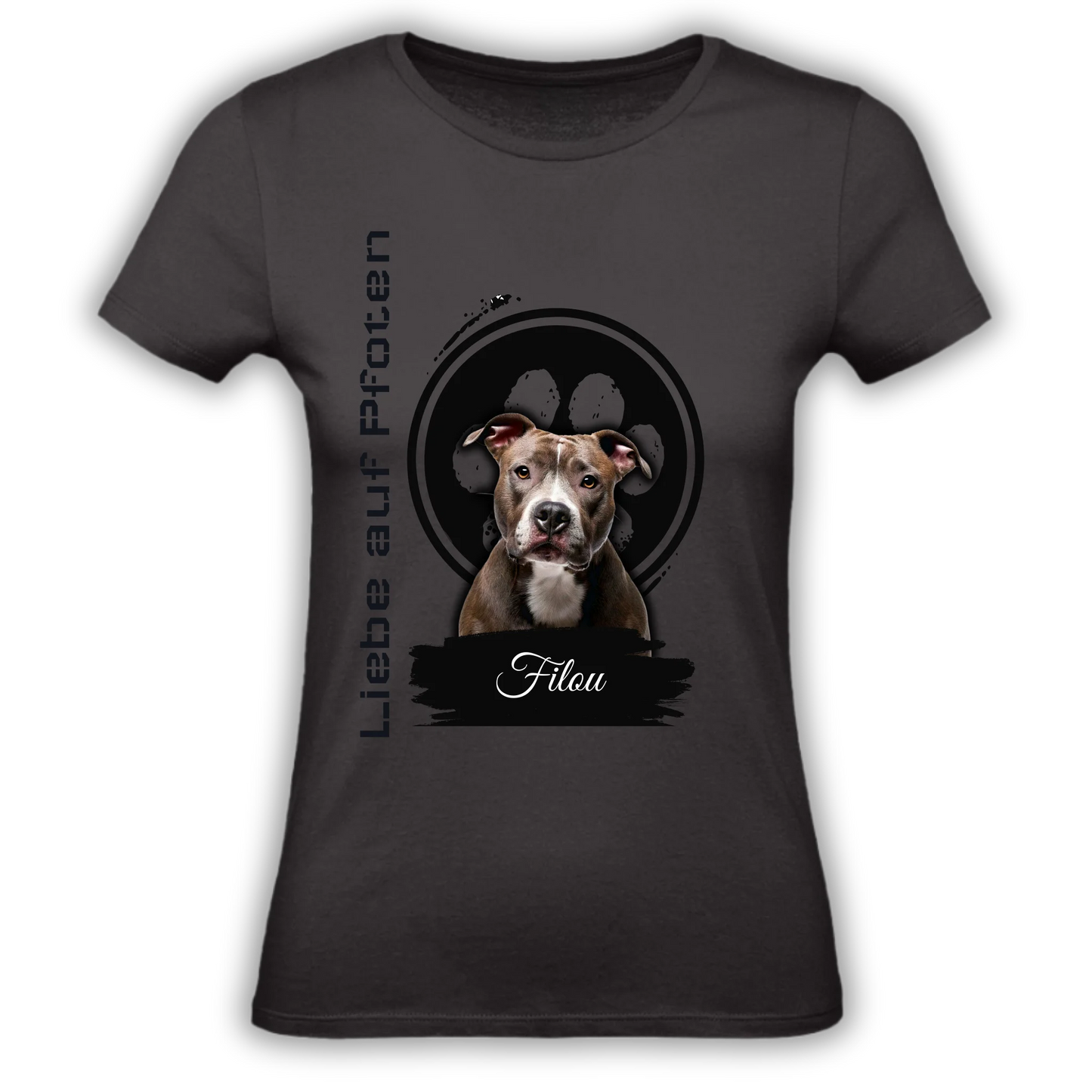 Personalisiertes T-Shirt "Liebe auf Pfoten" "Liebe auf Pfoten" – personalisiertes T-Shirt für Tierliebhaber. Mit deinem Wunschbild von Hund oder Katze. Emotional, einzigartig, perfekt zum Verschenken.