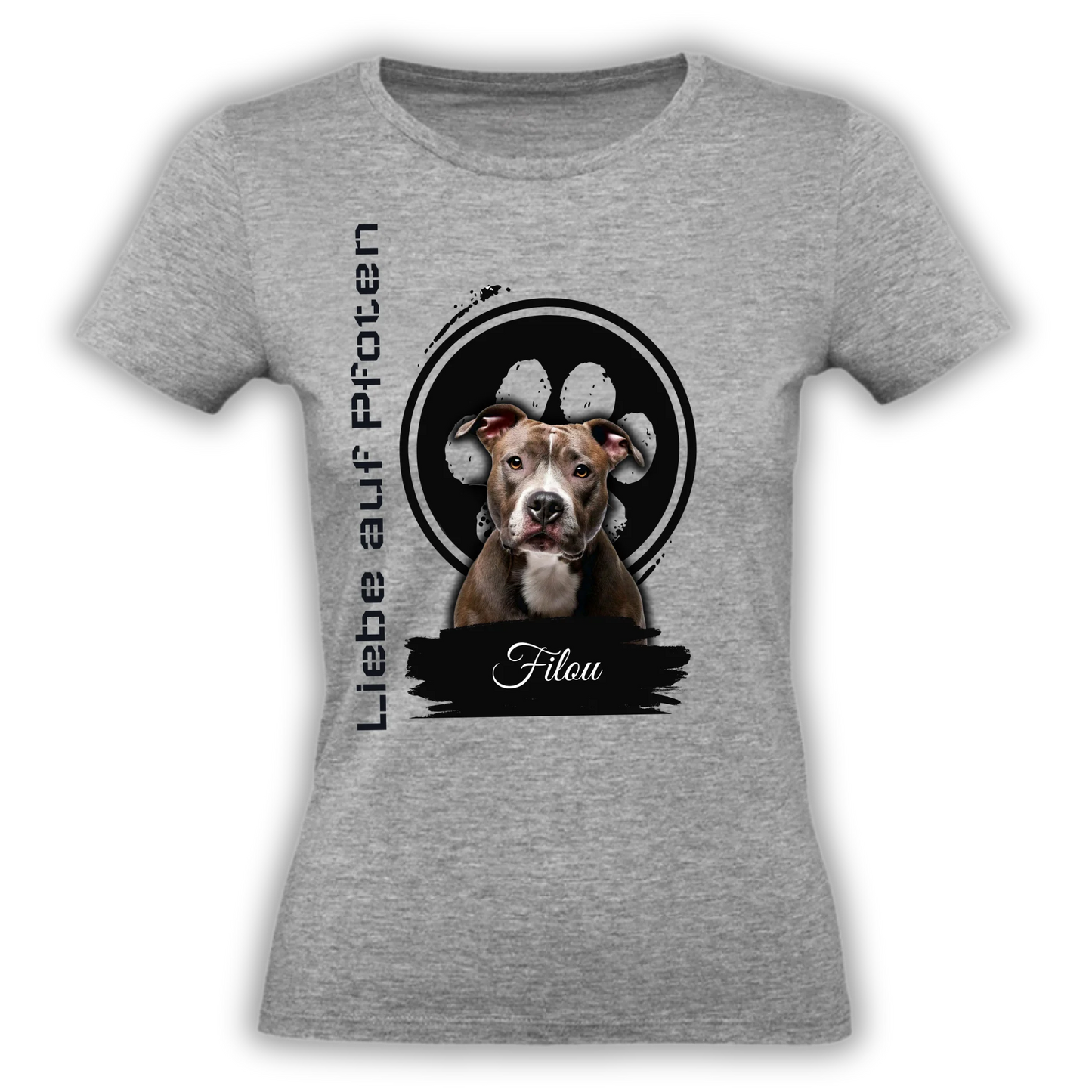 Personalisiertes T-Shirt "Liebe auf Pfoten" "Liebe auf Pfoten" – personalisiertes T-Shirt für Tierliebhaber. Mit deinem Wunschbild von Hund oder Katze. Emotional, einzigartig, perfekt zum Verschenken.
