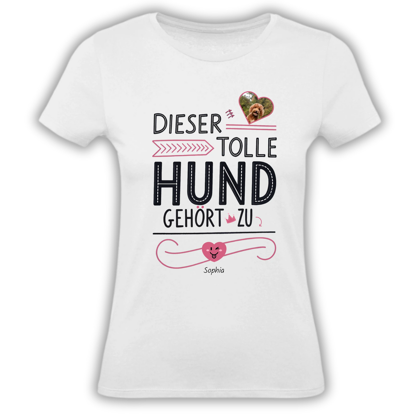 Personalisiertes T-Shirt "Dieser tolle Hund gehört zu" Deine Fellnase als personalisiertes T-Shirt – hochwertig bedruckt und in 3–6 Tagen bei dir. Jetzt gestalten und ein einzigartiges Shirt sichern.
