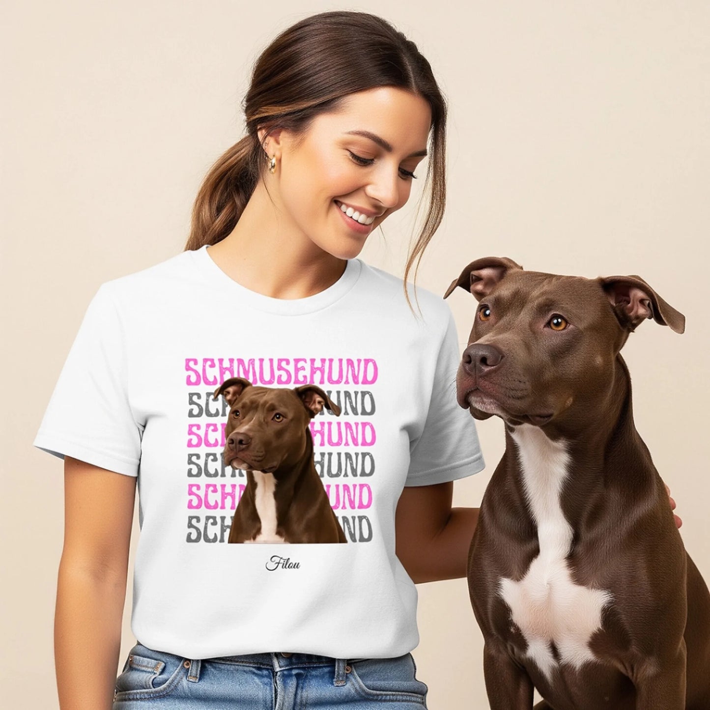Personalisiertes T-Shirt "Fellnase" Trag dein Lieblingsbild immer bei dir – personalisiertes T-Shirt mit deinem Hund. Hochwertiger Druck, individuell gestaltet, in wenigen Tagen geliefert.