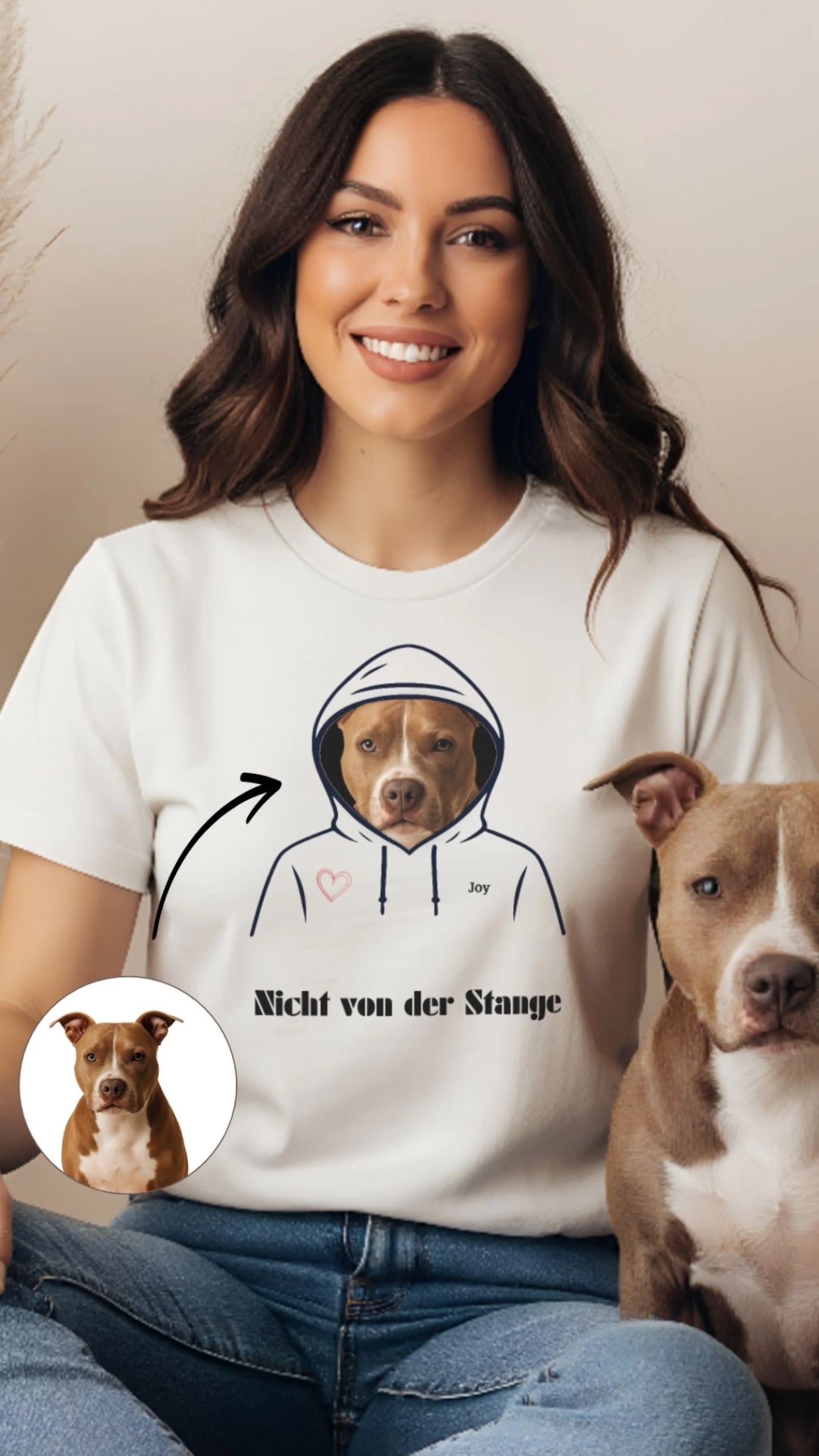 Personalisiertes T-Shirt mit Hundemotiv personalisiertes T-Shirt für Tierliebhaber. Mit deinem Wunschbild von Hund oder Katze. Emotional, einzigartig, perfekt als Geschenk.