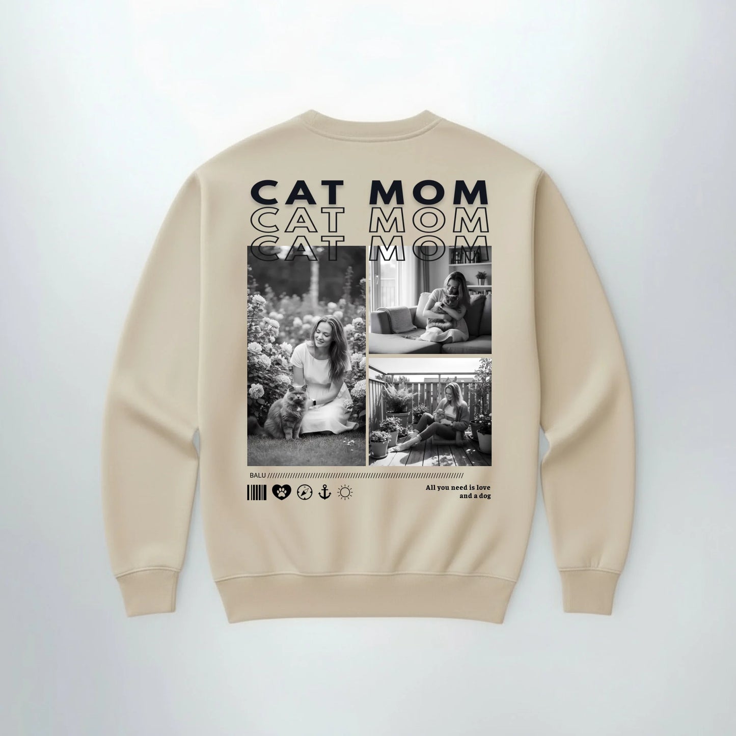 Sweater CAT MOM mit individuellem Katzenmotiv hinten