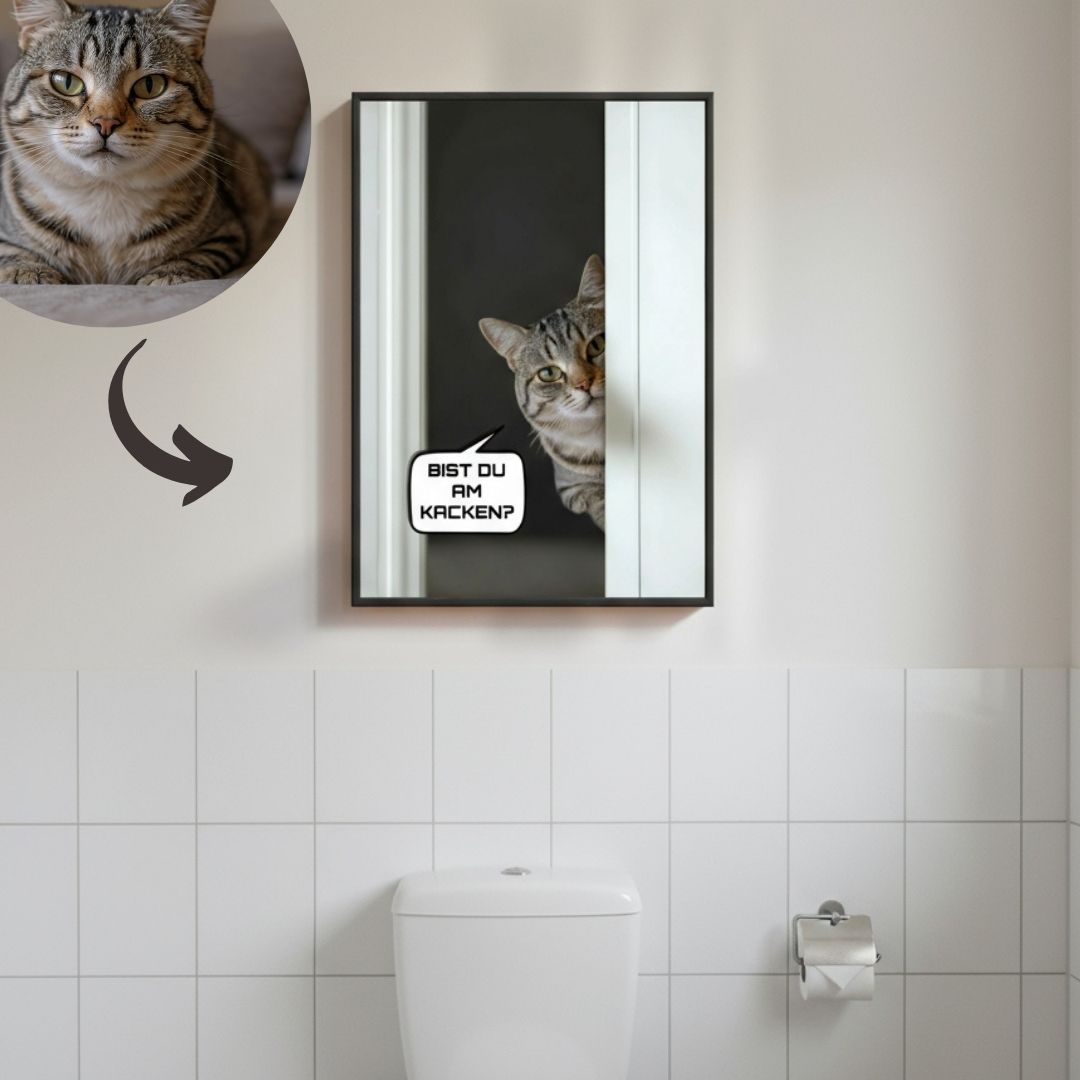 Personalisiertes Poster "ARE YOU POOPING?" für Katzenliebhaber, lustiges und einzigartiges Geschenk.