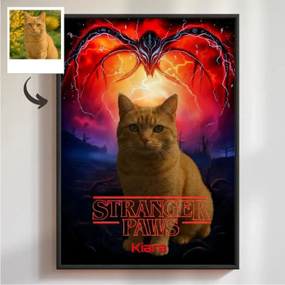 Personalisiertes Poster "Stranger Paws" mit einer Katze, ein tolles Geschenk für Haustierbesitzer.