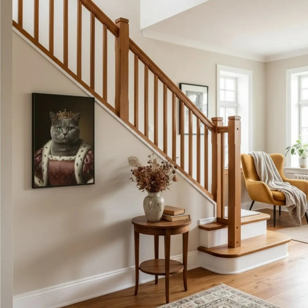 Personalisiertes Poster –  "Royal Portrait" eines katzenliebenden Haustierbesitzers für ein stilvolles Zuhause.