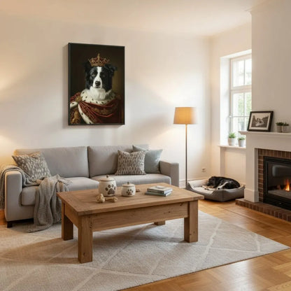 Personalisiertes Poster –  "Royal Portrait" in stilvollem Wohnzimmer mit Hund