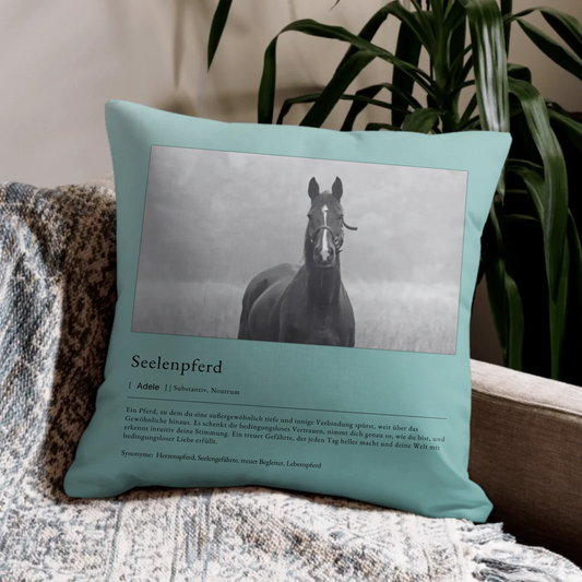 Personalisiertes Kissen - Seelenpferd Personalisiertes Kissen mit deine Pferd als Motiv. Perfekt für das eigene Zuhause oder als Geschenk. Jetzt gestalten - Seelenpferd