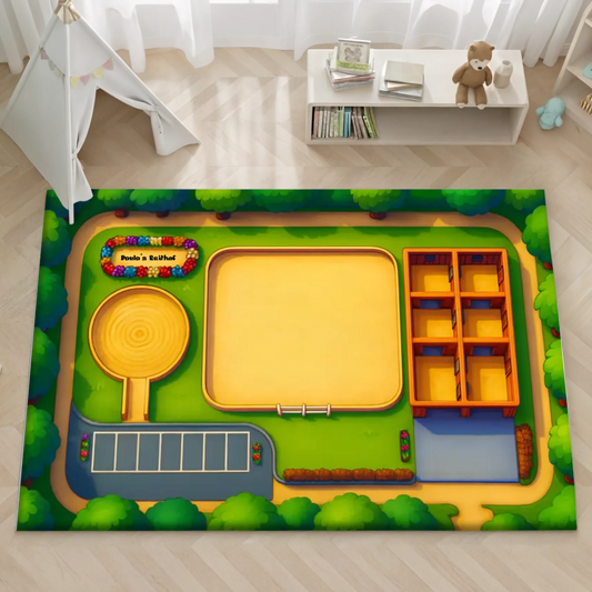 Personalisierter Spielzeugteppich – perfekt für Spielzeugpferde und Pferdehof - Kinderspielzeug (Farbig)