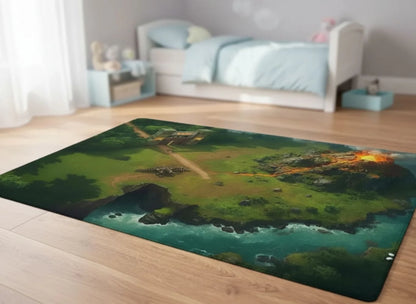 Personalisierter Spielzeugteppich – perfekt für Dinosaurier Spielzeug und Dinowelt. Spielteppich - 140x90 cm im Kinderzimmer.