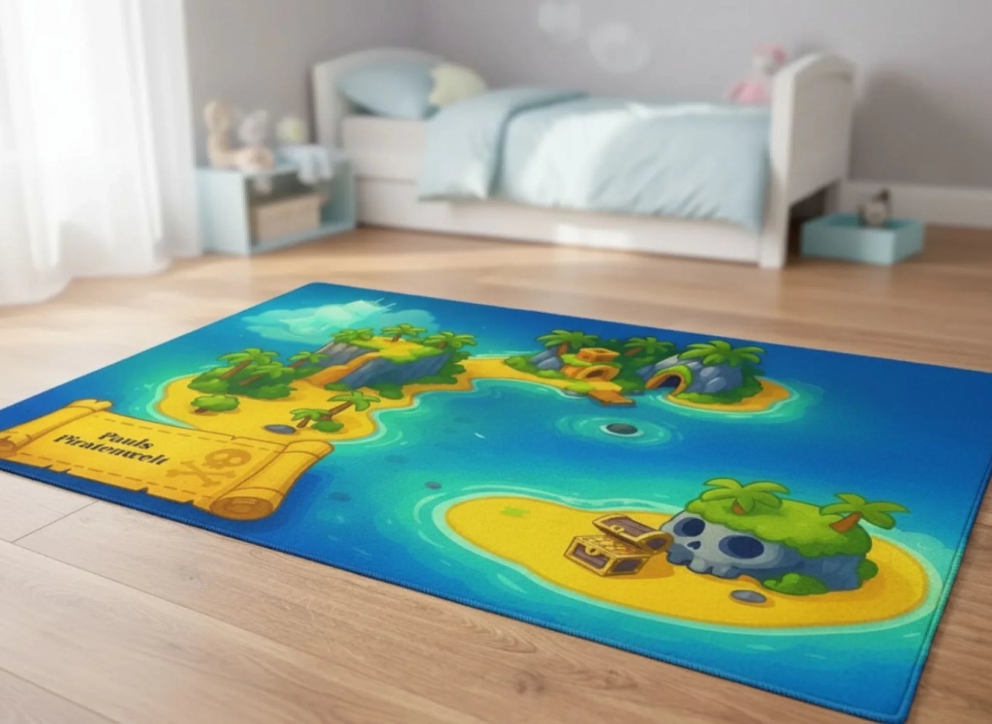 Personalisierter Spielzeugteppich – perfekt für Piraten und Piratenschiff – Kinderspielzeug im Kinderzimmer.