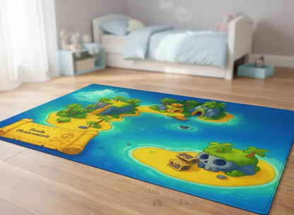 Personalisierter Spielzeugteppich – perfekt für Piraten und Piratenschiff – Kinderspielzeug im Kinderzimmer.