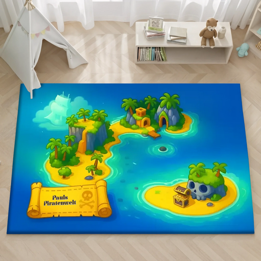 Personalisierter Spielzeugteppich – perfekt für Piraten und Piratenschiff – Kinderspielzeug (Farbig)