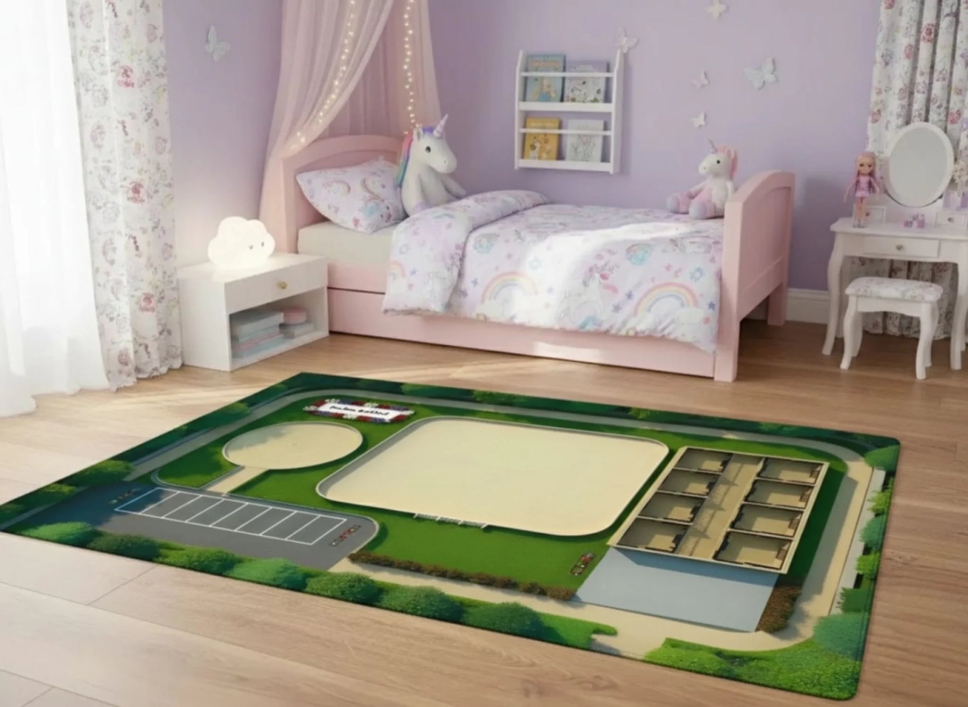Personalisierter Spielzeugteppich – perfekt für Spielzeugpferde und Pferdehof - Kinderspielzeug im Kinderzimmer