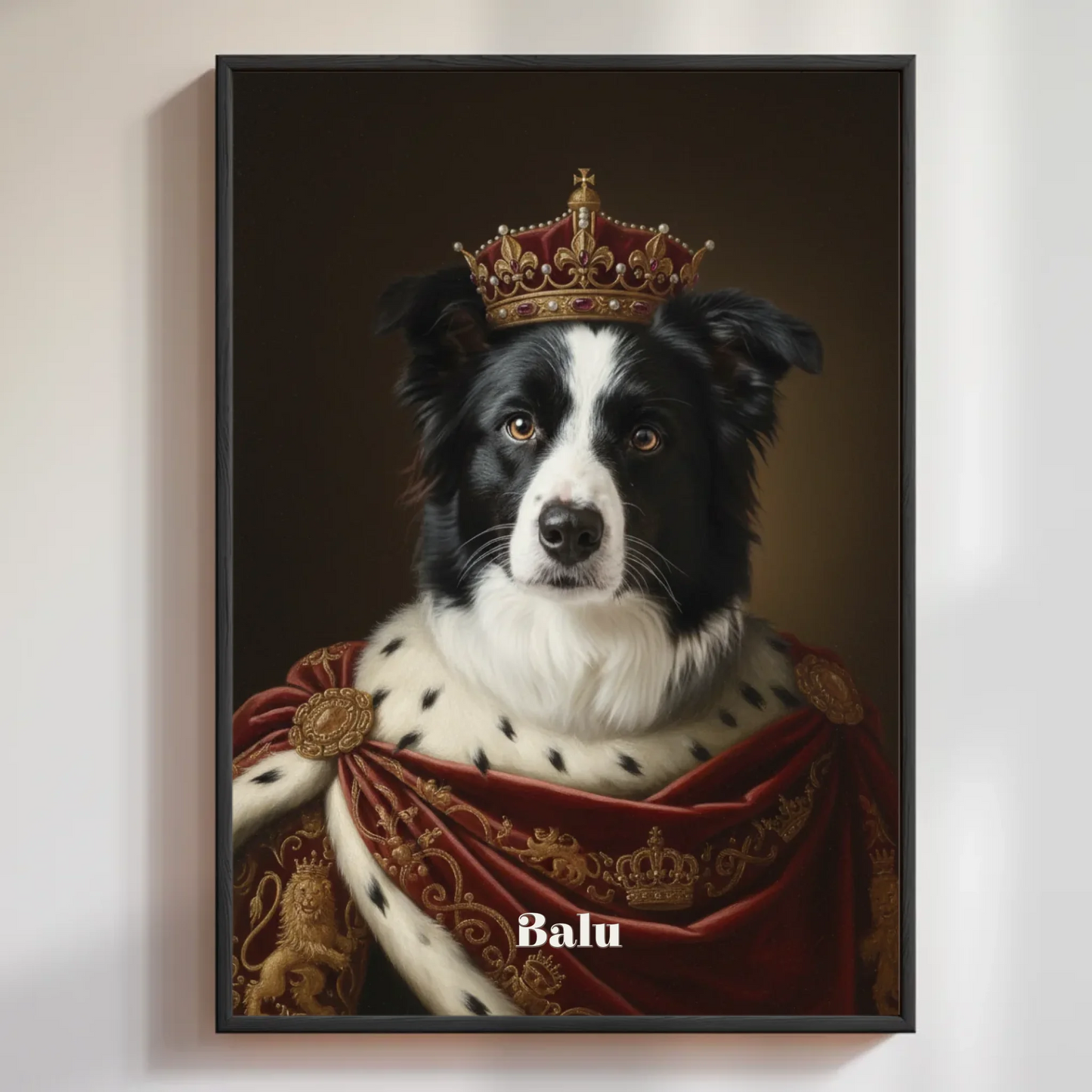 Personalisiertes Poster –  "Royal Portrait" von einem Hund in königlicher Robe und Krone, tolles Geschenk für Haustierbesitzer.