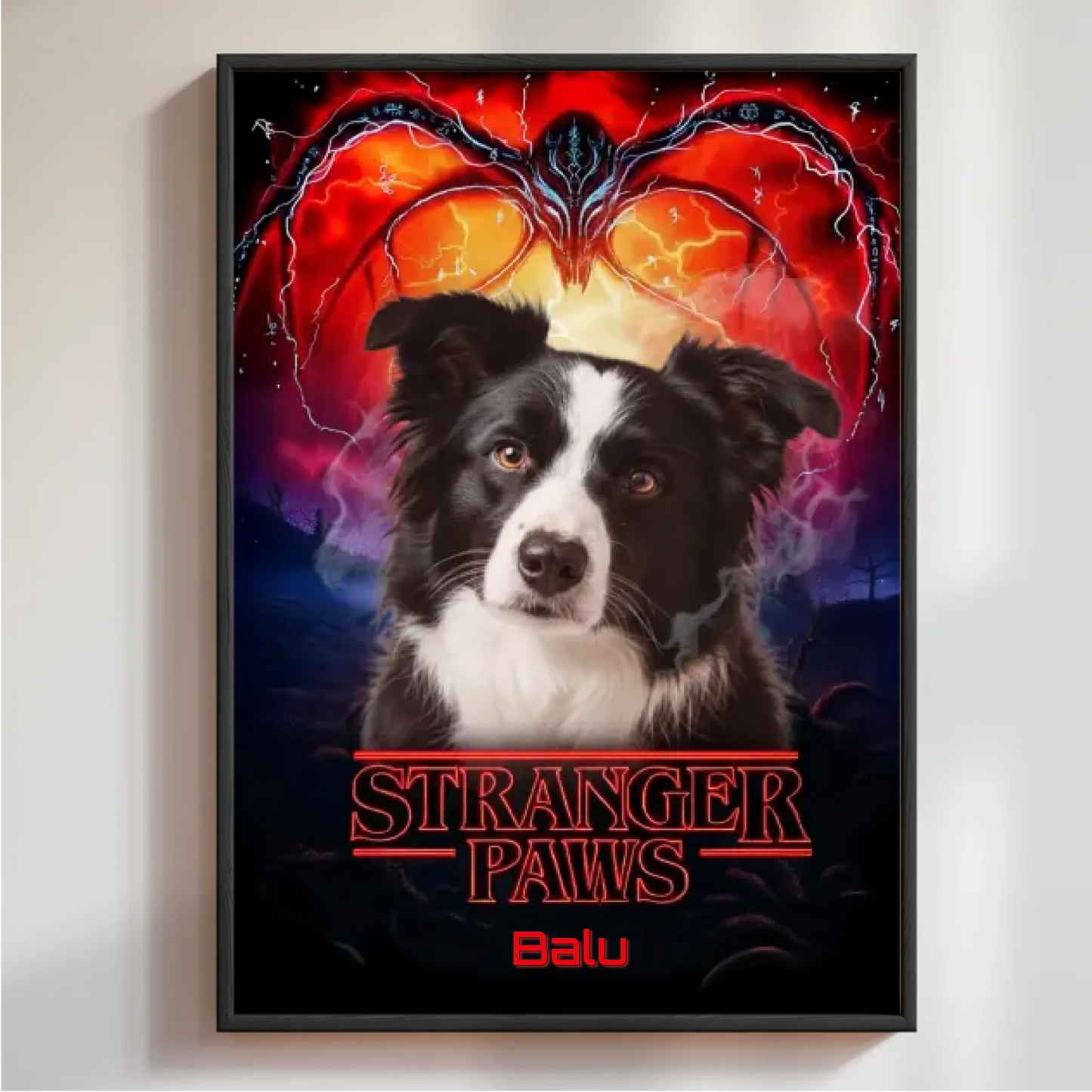 Personalisiertes Poster "Stranger Paws" für Haustierbesitzer – einzigartiges Geschenk für Hunde- und Katzenliebhaber.