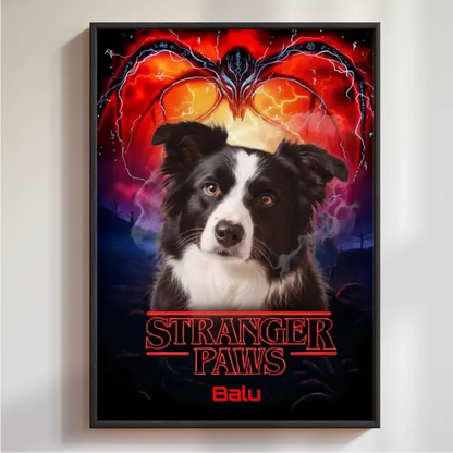 Personalisiertes Poster "Stranger Paws" für Haustierbesitzer – einzigartiges Geschenk für Hunde- und Katzenliebhaber.
