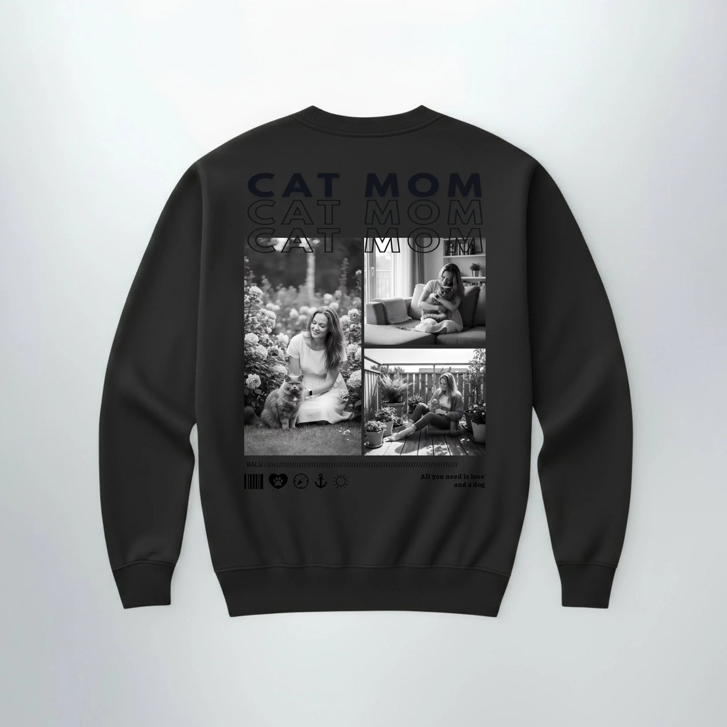 Personalisierter Katzen-Sweater CAT MOM, Rueckansicht