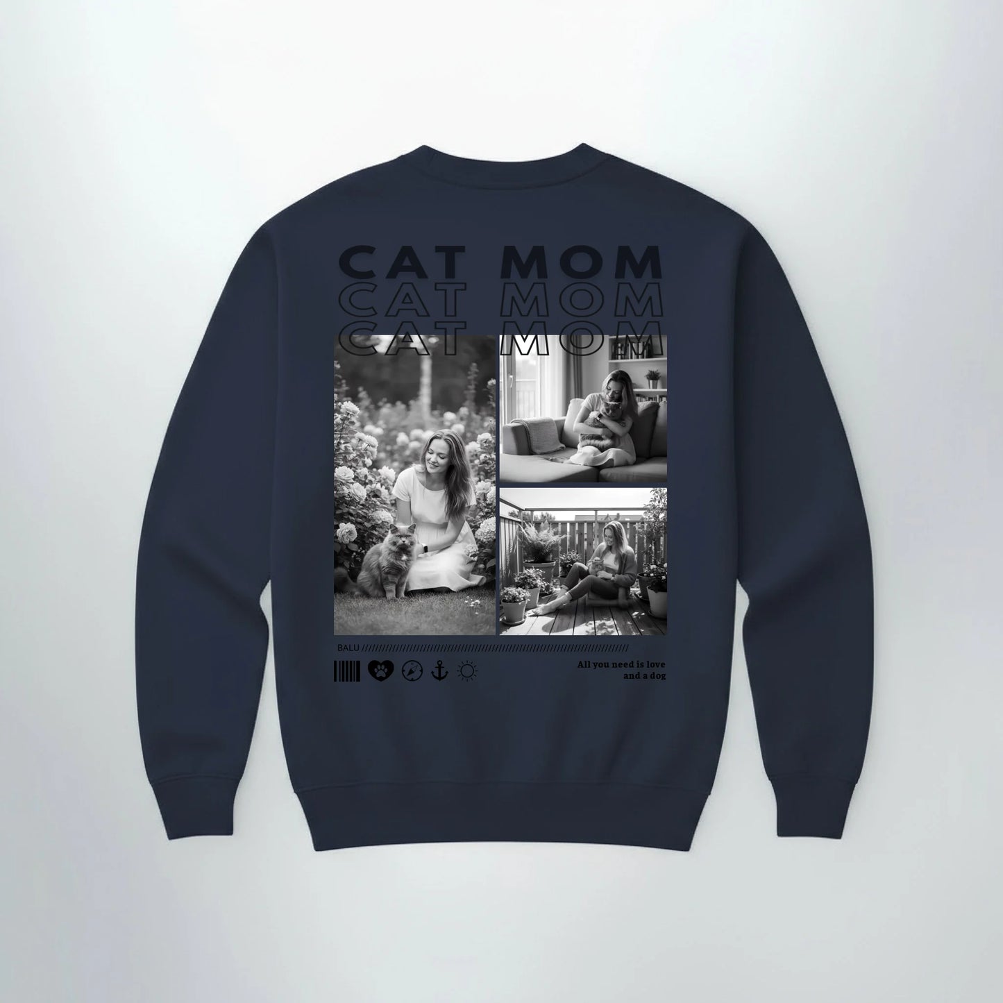 Sweater CAT MOM fuer Katzenmamas, Backprint