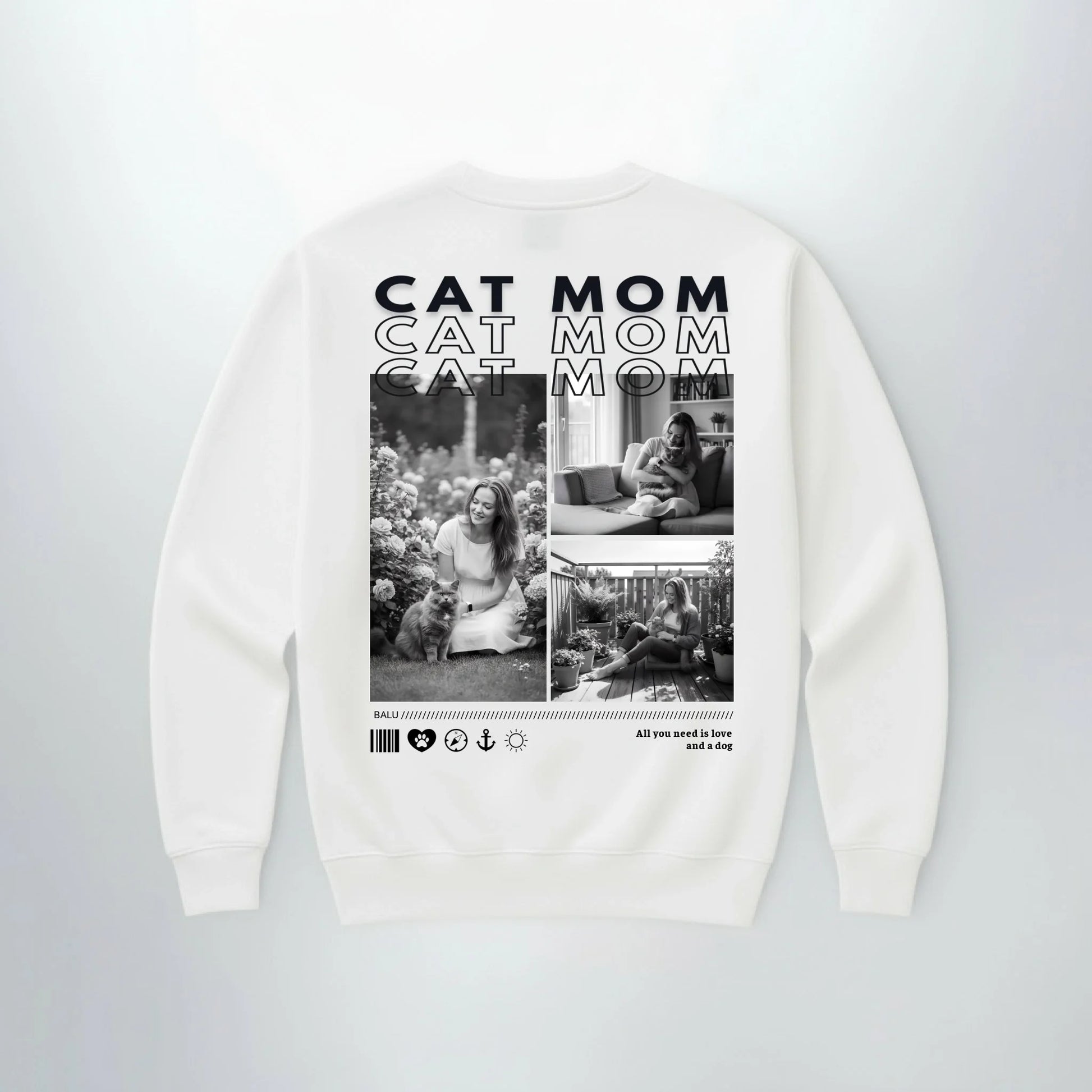 Sweater CAT MOM mit Katzenmotiv auf dem Ruecken