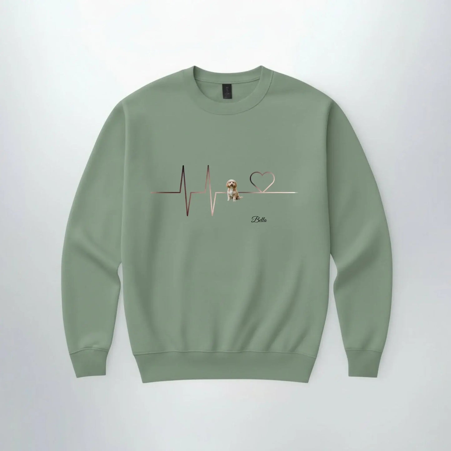 Sweater Herzschlag Haustier in Salbeigruen