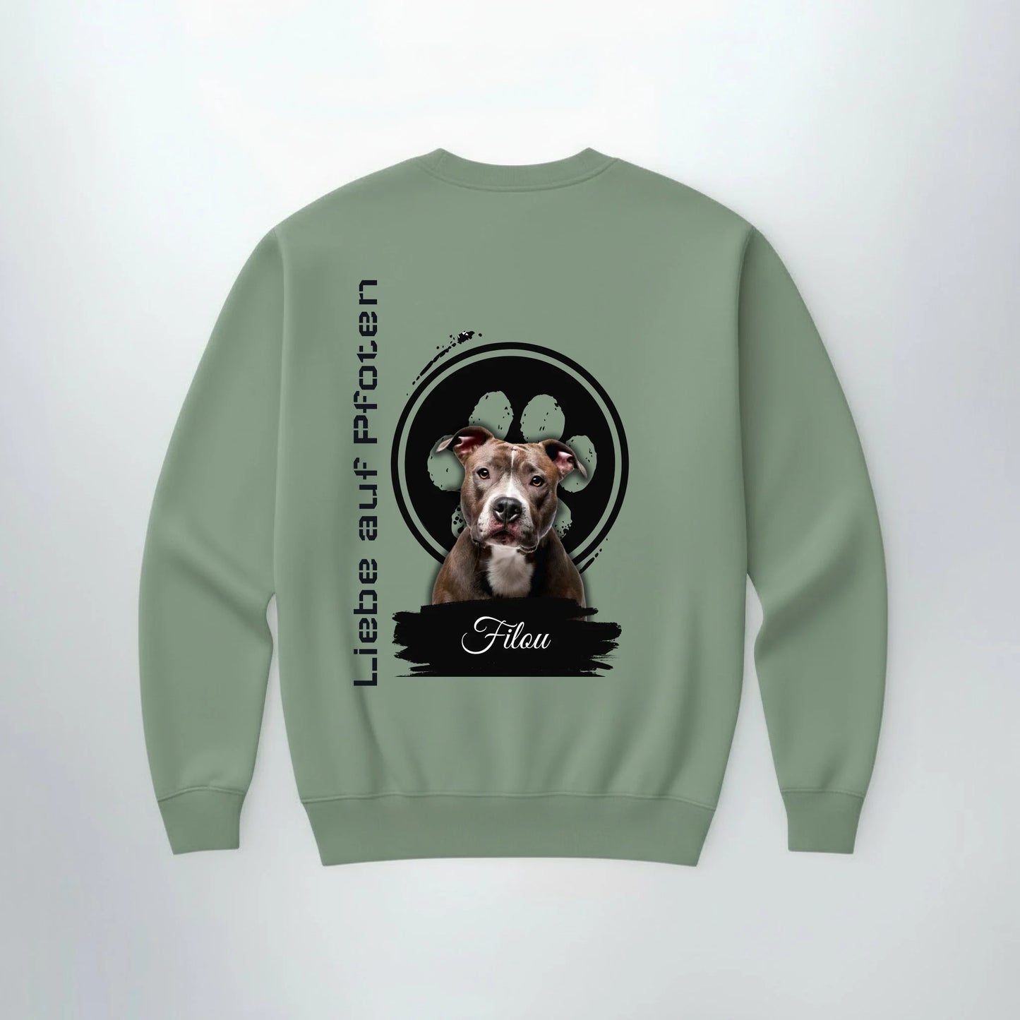 Personalisierter Sweater Liebe auf Pfoten, Rueckseite mit Foto