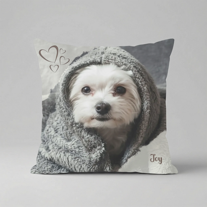 Personalisiertes Kissen - "Dein Haustier in einer kuscheligen Decke"
