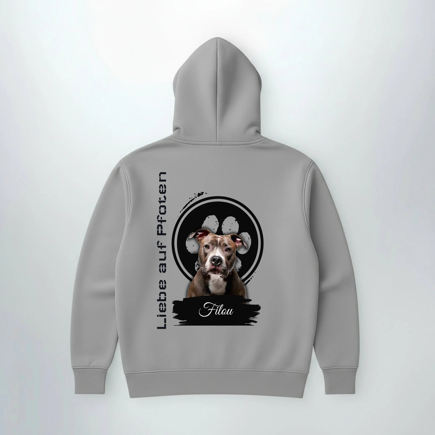 Hoodie Liebe auf Pfoten mit Hundemotiv auf dem Ruecken