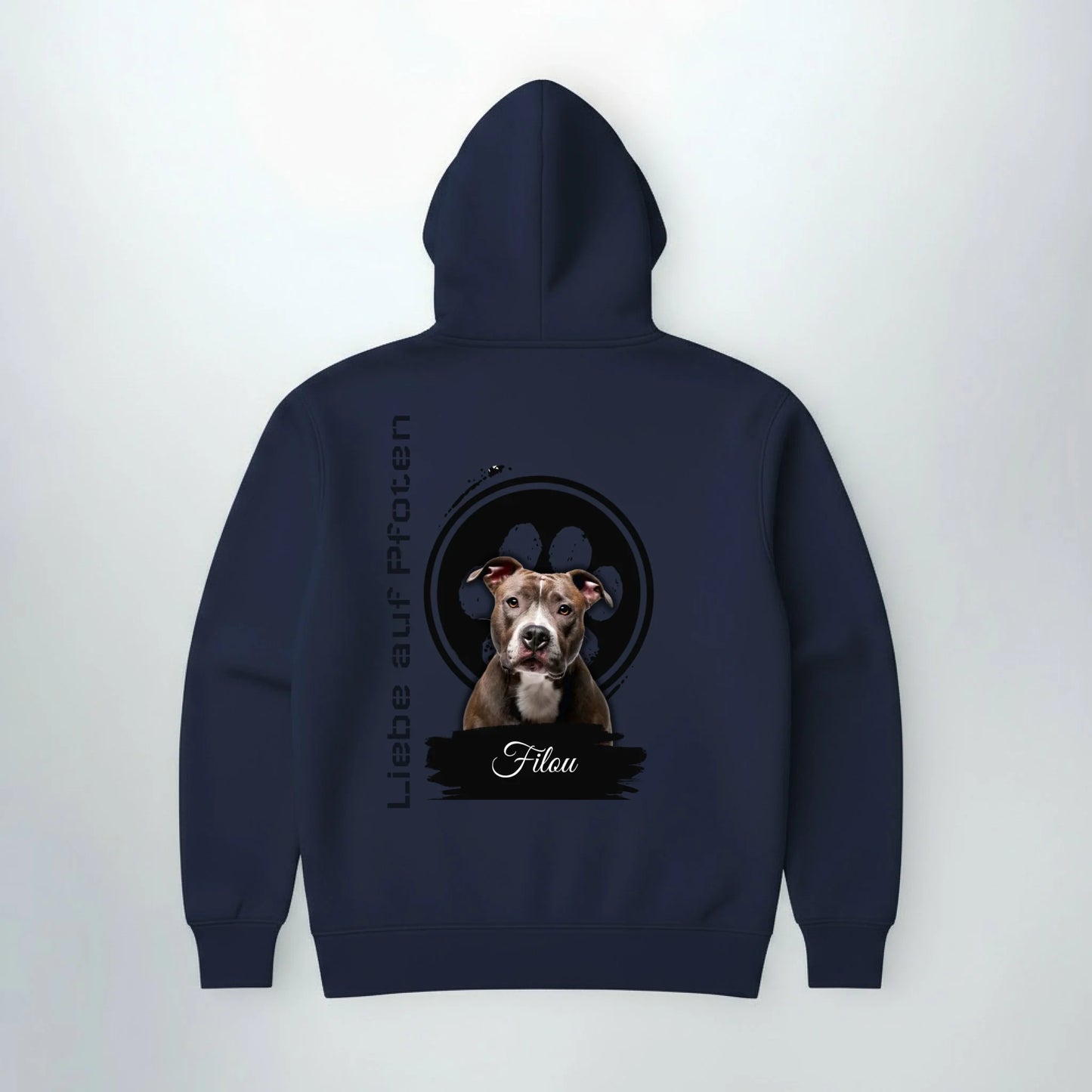 Personalisierter Hunde-Hoodie Liebe auf Pfoten, Backprint