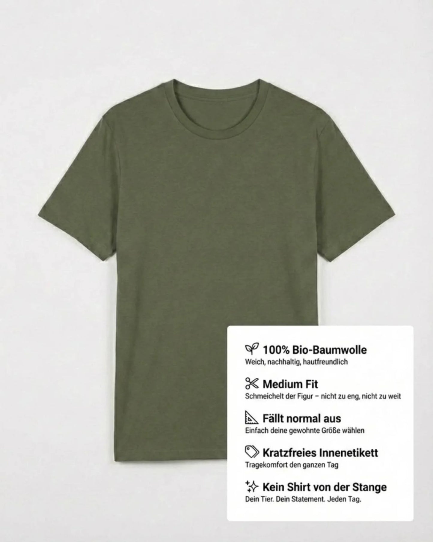 Personalisiertes T-Shirt "CAT MOM" in Olivgrün, 100% Bio-Baumwolle und kratzfreier Inneneinheit.