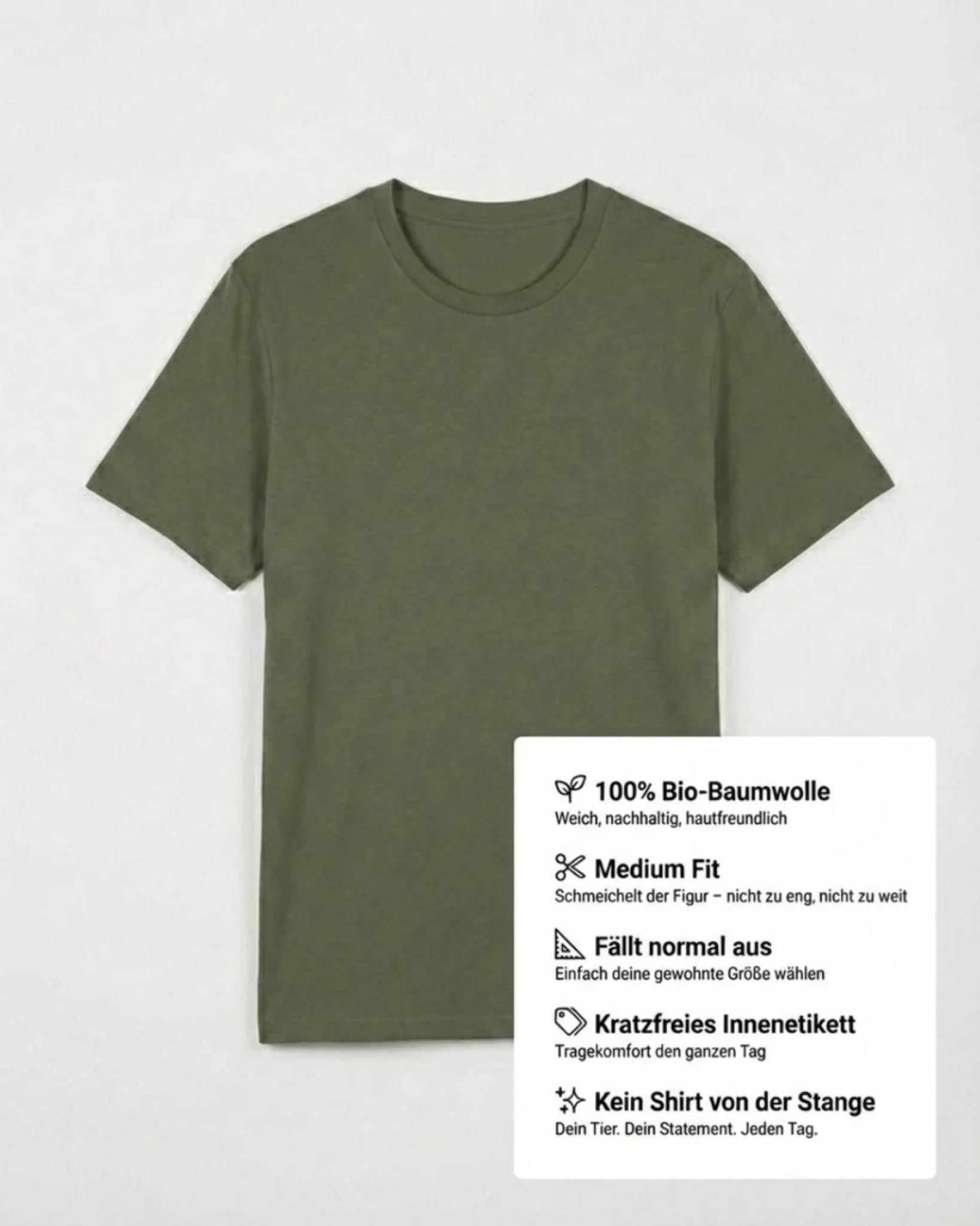 Personalisiertes T-Shirt "CAT MOM" in Olivgrün, 100% Bio-Baumwolle und kratzfreier Inneneinheit.