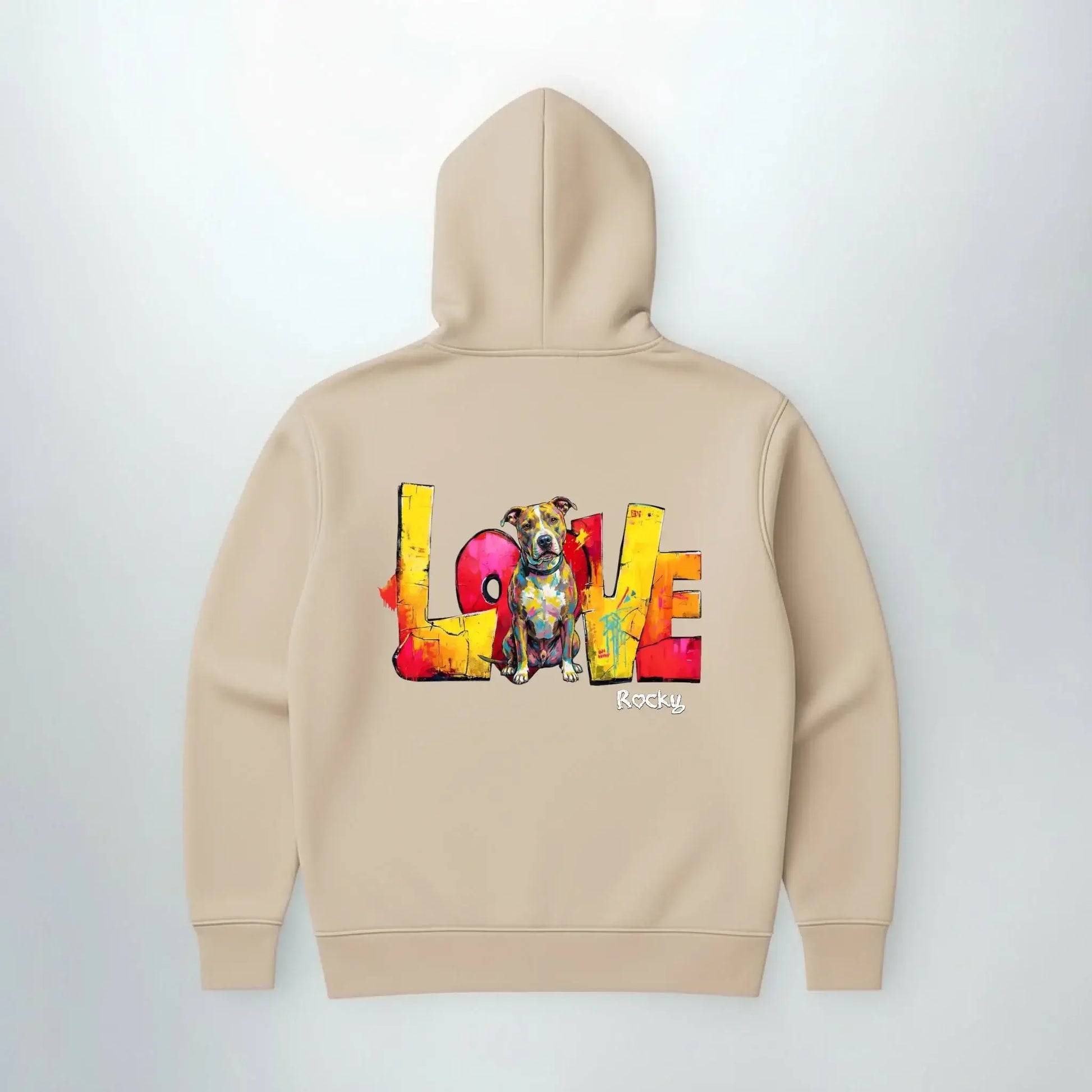 Sweat personnalisé LOVE avec motif de chien coloré et prénom imprimé