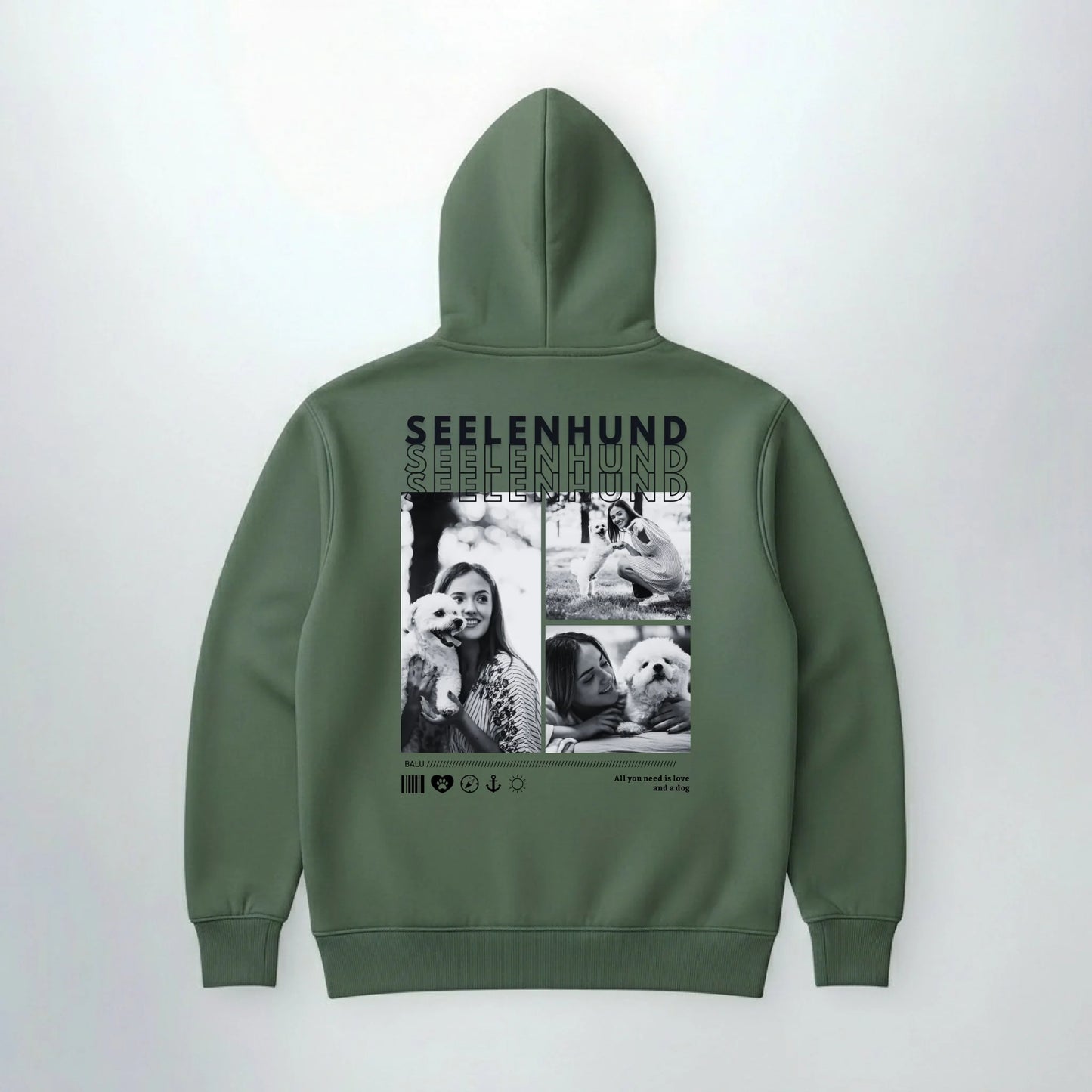 hoodie - back - military green