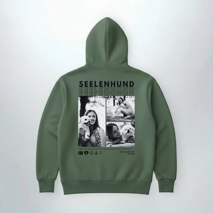 hoodie - back - military green