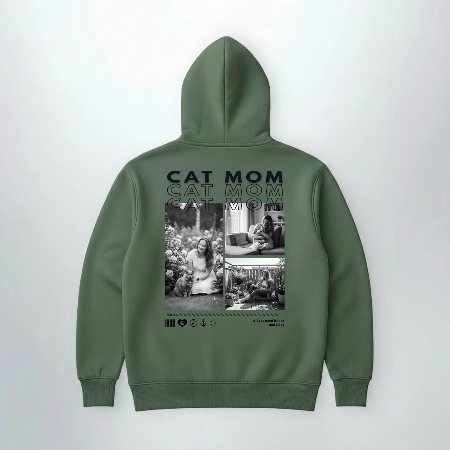 hoodie - back - military green