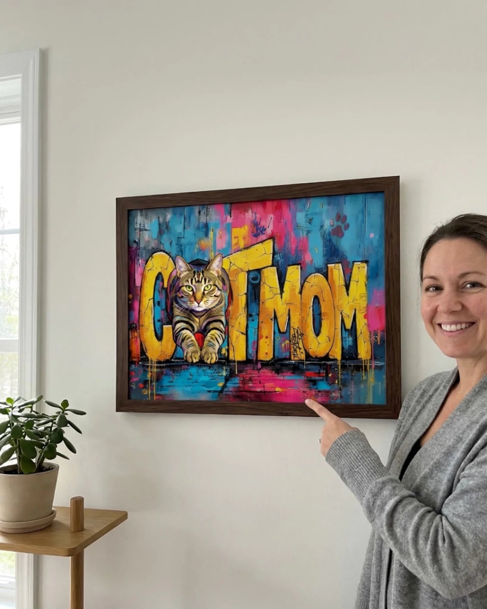 Affiche personnalisée CATMOM en style pop art, également pour les propriétaires de chat