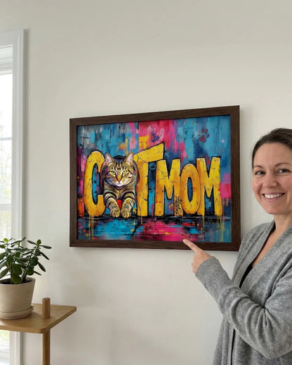 Affiche personnalisée CATMOM en style pop art, également pour les propriétaires de chat