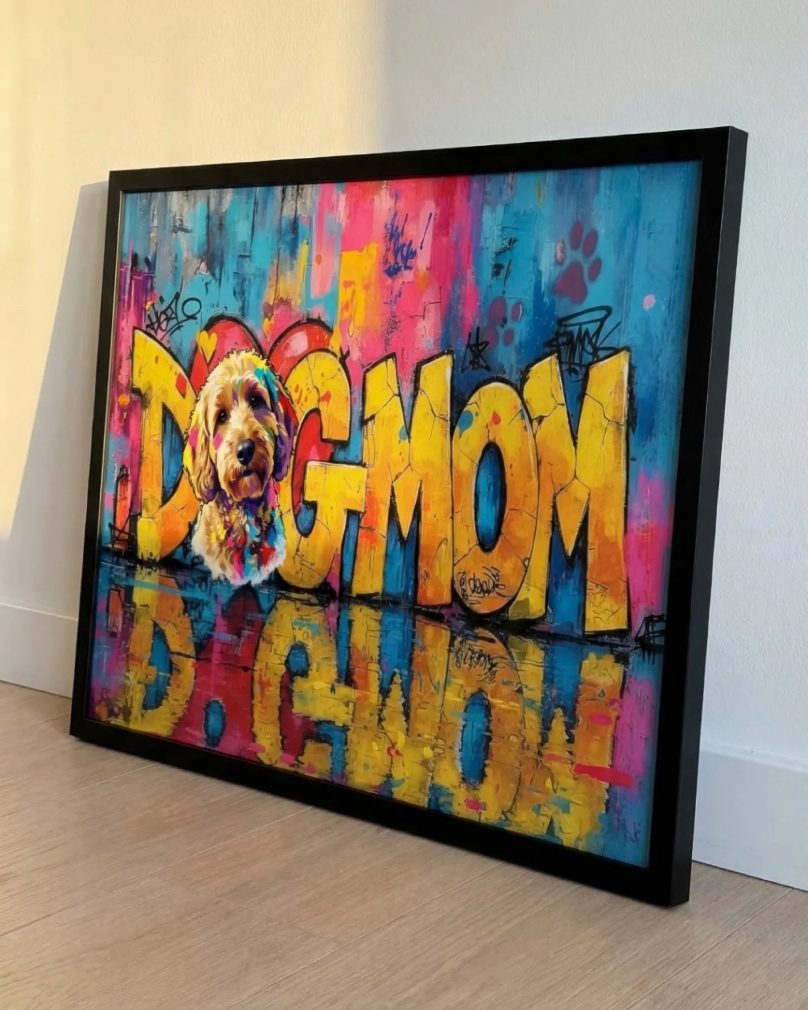 Cadeau personnalisé pour propriétaires de chien : affiche DogMom avec votre photo et le prénom