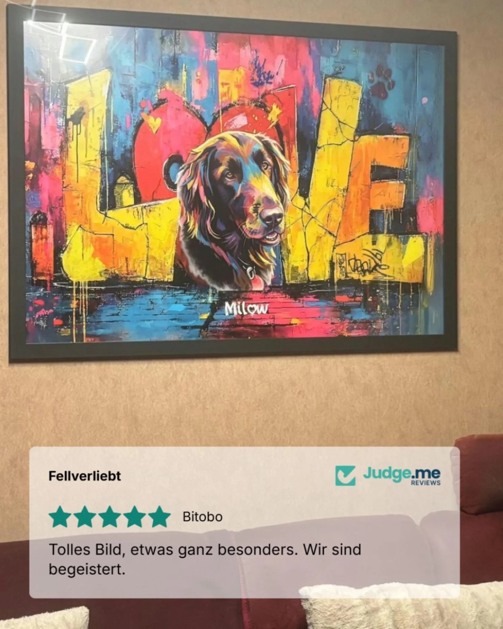 Personalisiertes Poster "LOVE-DESIGN" für die Wand – Geschenk für Hundeliebhaber | Erfahrung mit Fellverliebt | Bewertung