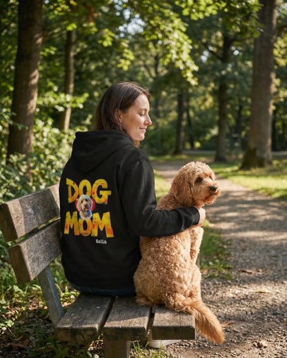 Sweat à capuche pop art DOG MOM personnalisé avec votre photo