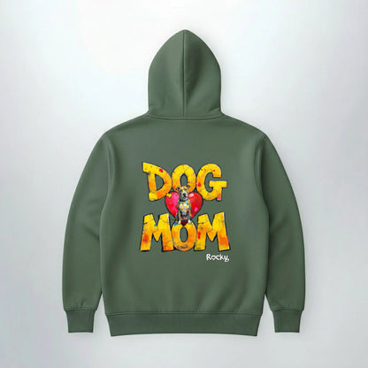Sweat à capuche DOG MOM en vert militaire, vu de dos