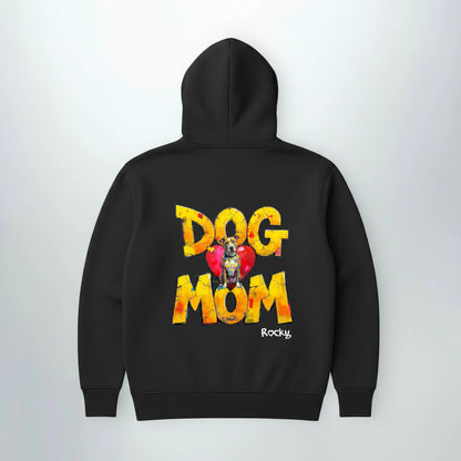 Personalisierter Hoodie DOG MOM, Rueckansicht mit Backprint