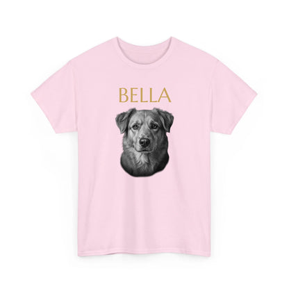 Personalisiertes T-Shirt Seelenblick mit Haustierporträt und Name – Rosa