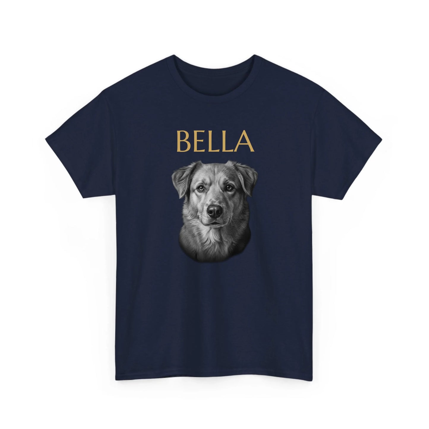 Personalisiertes T-Shirt Seelenblick mit Haustierporträt und Name – Navy
