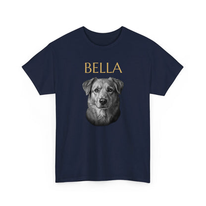 Personalisiertes T-Shirt Seelenblick mit Haustierporträt und Name – Navy