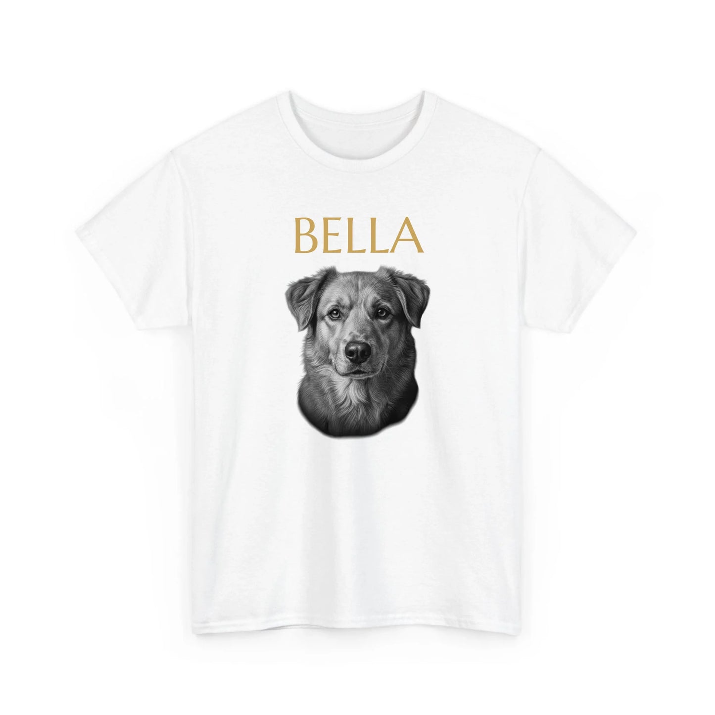 Personalisiertes T-Shirt Seelenblick mit Haustierporträt und Name – Weiß