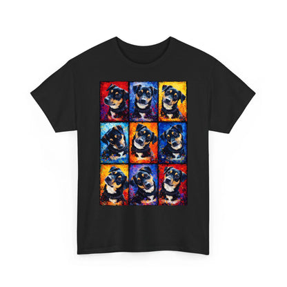 Personalisiertes T-Shirt mit buntem Tierportrait im Splash-Stil, Vorderansicht
